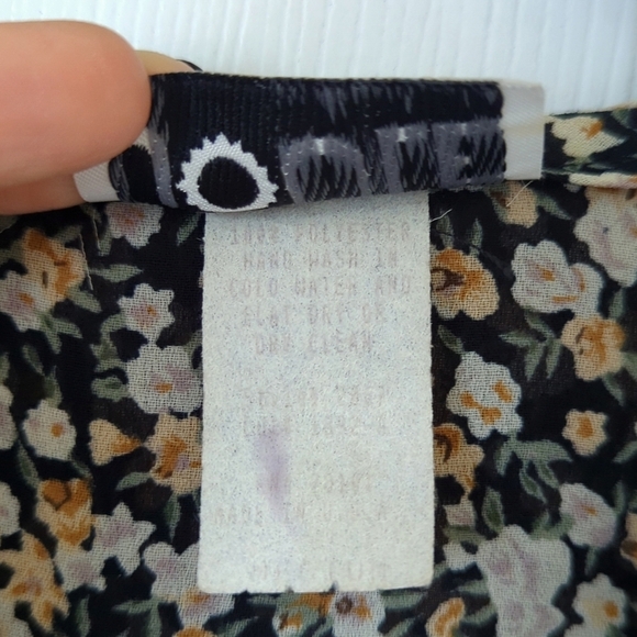 Joule Energy 80's Vintage Floral Button Down Tie Front Cropped Blouse Black M - Picture 5 of 12